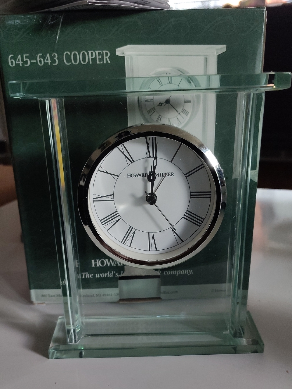Howard Miller Cooper Carriage Glass Mantel Alarm Clock Silver